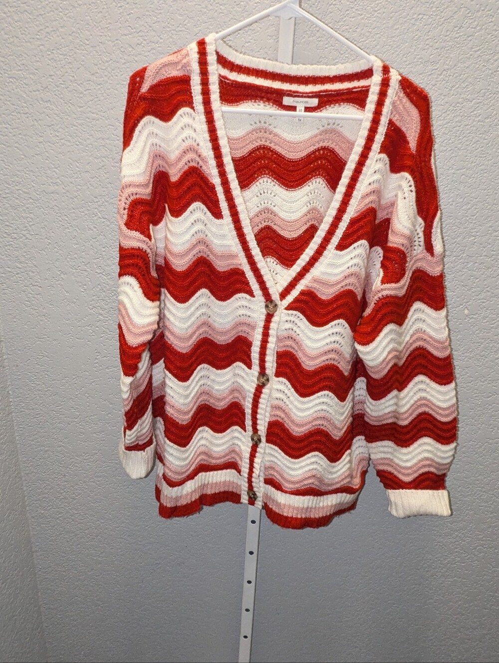 Maurices Chevron Wavy Pointelle Knit Cardigan Sweater 1X